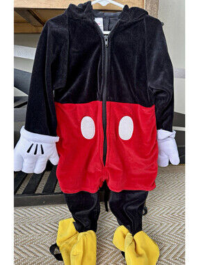 Disney Store Mickey Mouse Halloween Costume  w/ Gloves Shoe Covers 18-24M